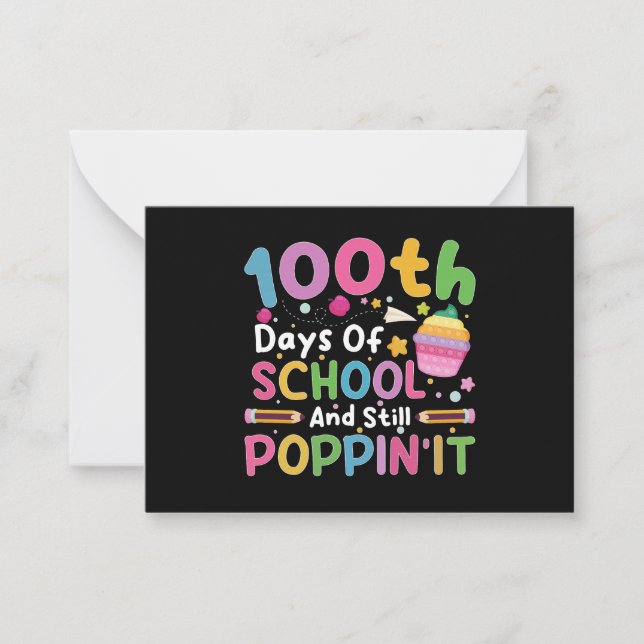 100 Days Of School And Still Poppin' Girl  Note Card (Front)