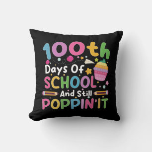 100 Days Of School And Still Poppin' Girl Throw Pillow