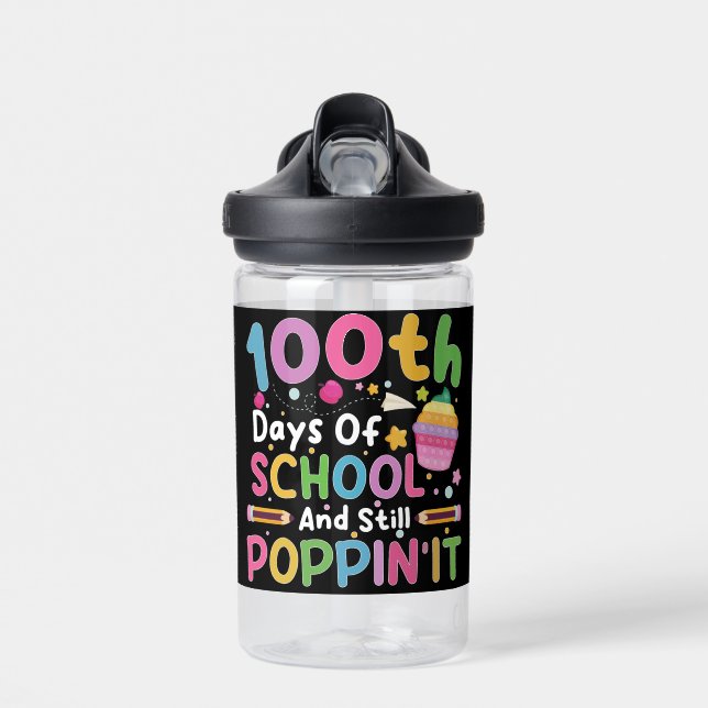 100 Days Of School And Still Poppin' Girl  Water Bottle (Front)