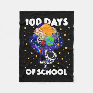 100 Days Of School Astronaut Space Boys Kids 100th Fleece Blanket