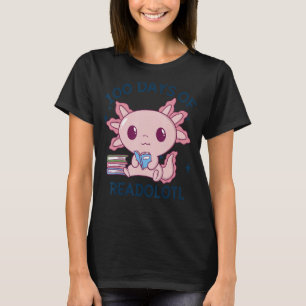 100 Days Of School Axolotl Book Reading Bookworm B T-Shirt