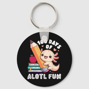 100 Days Of School Axolotl Happy 100th Day Teacher Keychain