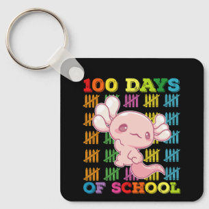 100 Days Of School Axolotl Teacher Keychain