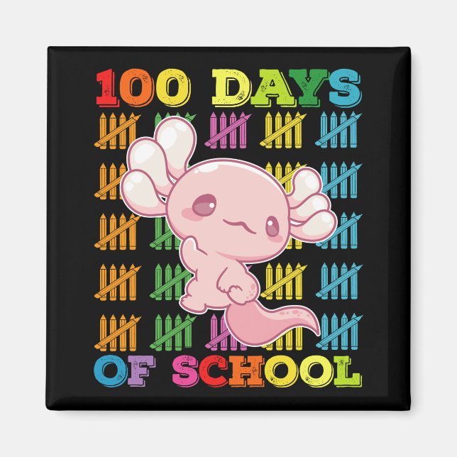 100 Days Of School Axolotl Teacher Magnet (Front)