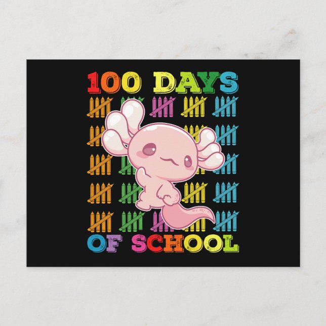 100 Days Of School Axolotl Teacher Postcard (Front)