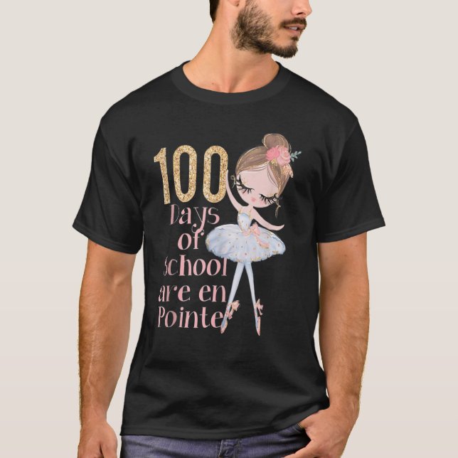 100 Days of School Ballerina Dancer Outfit Girls B T-Shirt (Front)