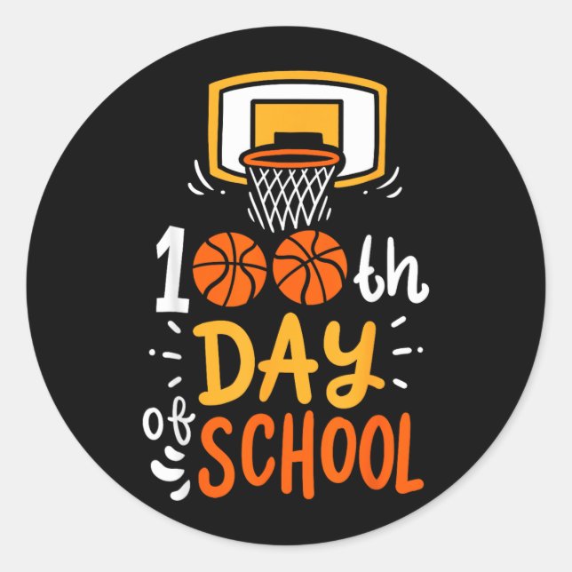 100 Days Of School Basball Classic Round Sticker (Front)