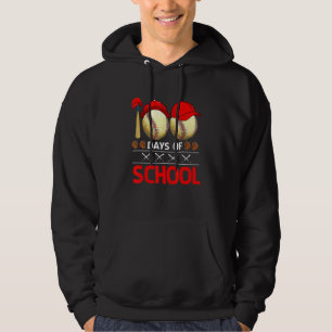 100 Days Of School  Baseball 100 Days Smarter 100t Hoodie