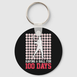 100 Days Of School Baseball 100th Day For Boys Keychain
