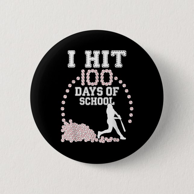 100 Days Of School Baseball 100th Day Of School Button (Front)