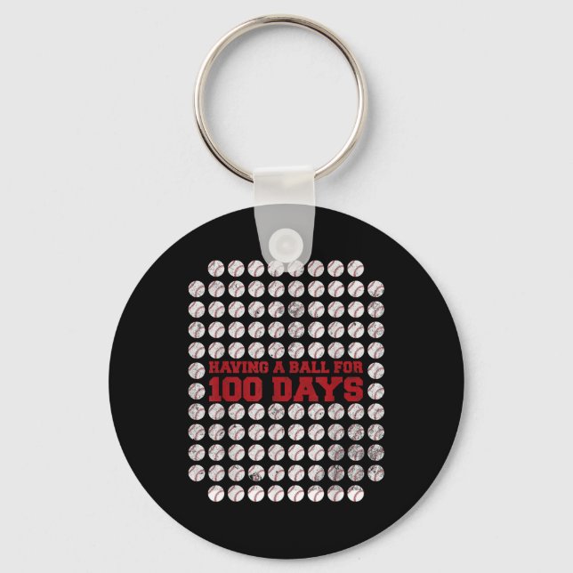 100 Days Of School Baseball 100th Day Of School Keychain (Front)