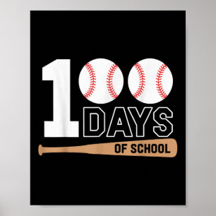 100 Days Of School Baseball 100th Day Of School Poster
