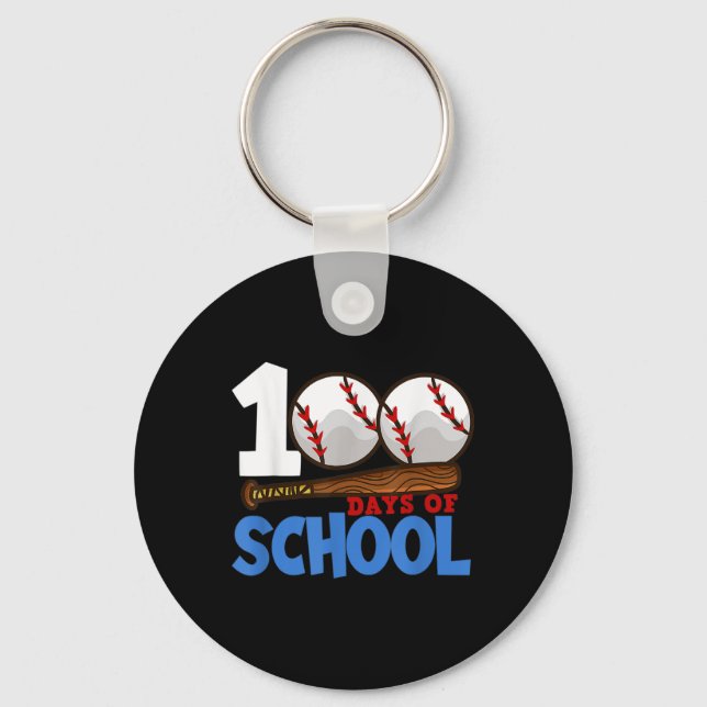 100 Days Of School Baseball 100th Day Of School Te Keychain (Front)