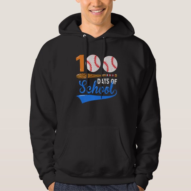 100 Days Of School Baseball 100th Day Premium Hoodie (Front)