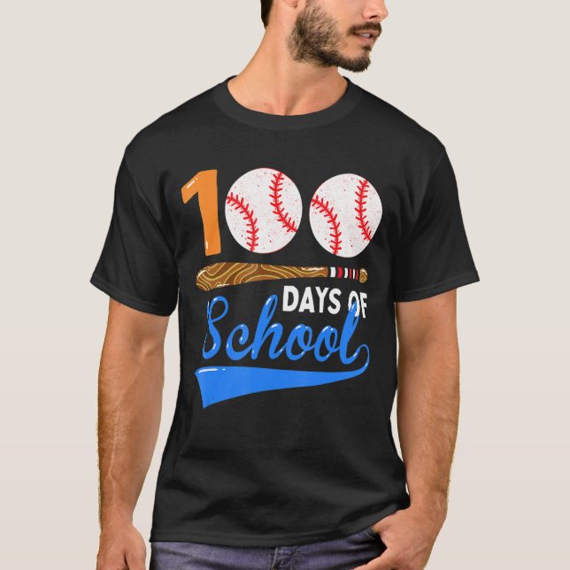 100 Days Of School Baseball 100th Day T-Shirt (Front)