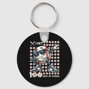 100 Days Of School Baseball Bat 100th Day Of Keychain