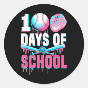 100 Days Of School Baseball Bat Drip 100th Day Of Classic Round Sticker