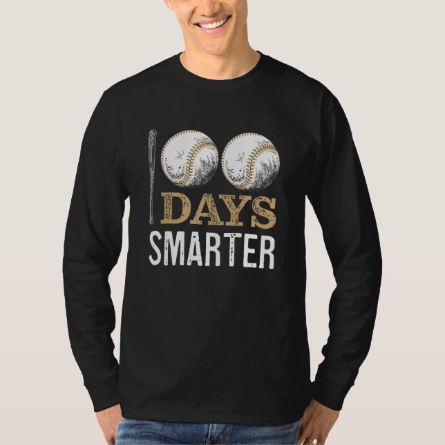 100 Days Of School Baseball Boy Fun Celebration St T-Shirt (Front)