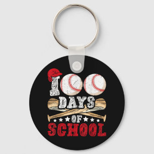 100 Days Of School Baseball Boys Kids Teacher Keychain