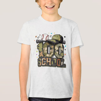 100 Days of School Baseball Camo Boys Kids T-Shirt Tri-Blend Shirt