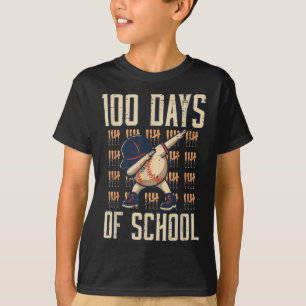 100 Days Of School Baseball Dab 100th Day Boys T-Shirt