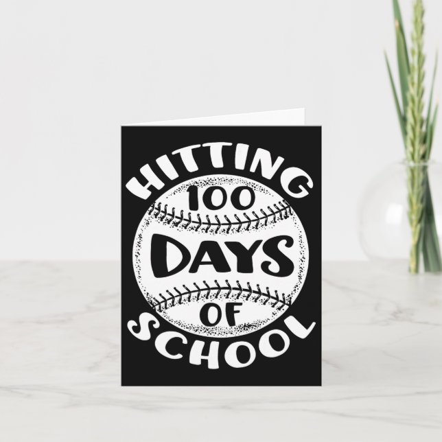 100 Days Of School Baseball Player Teacher Student Card (Front)