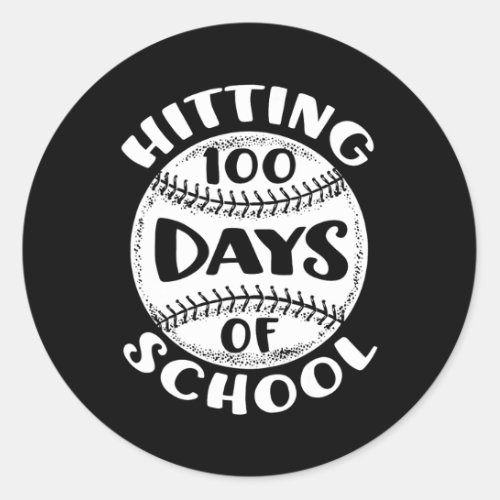 100 Days Of School Baseball Player Teacher Student Classic Round Sticker