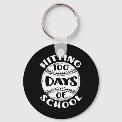 100 Days Of School Baseball Player Teacher Student Keychain