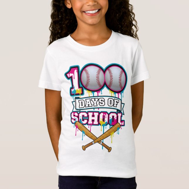 100 Days of School Baseball Shirt PNG (Front)