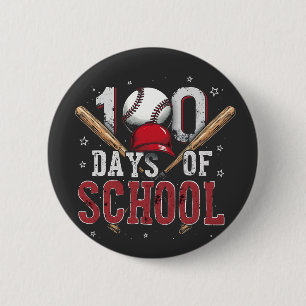 100 Days of School Baseball Sport Lovers Button