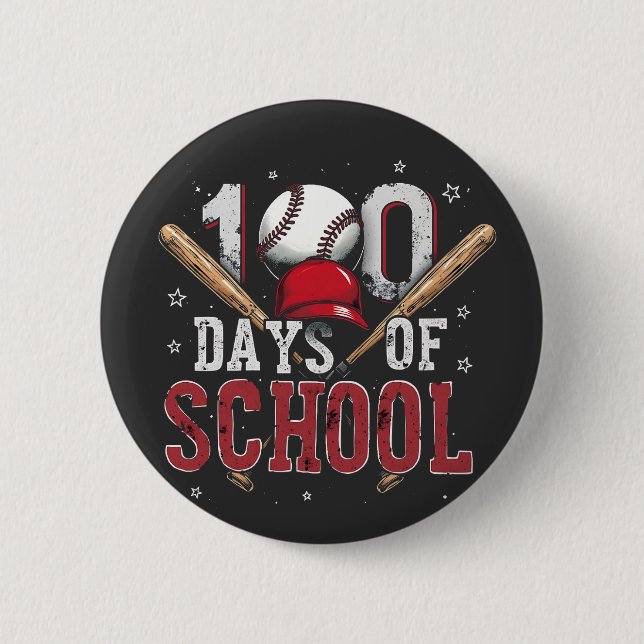 100 Days of School Baseball Sport Lovers  Button (Front)