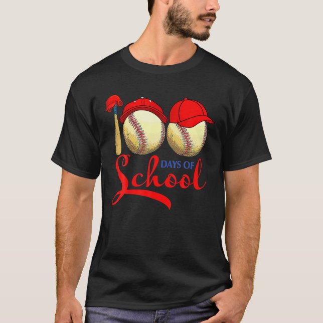 100 Days Of School Baseball Teacher Kids 100Th Day T-Shirt (Front)