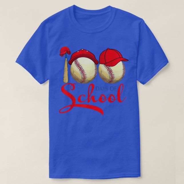 100 Days of School Baseball Teacher Kids 100th Day T-Shirt (Design Front)