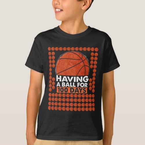 100 Days Of School Basketball 100th Day Balls For  T_Shirt