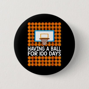 100 Days Of School Basketball 100th Day Balls Gift Button