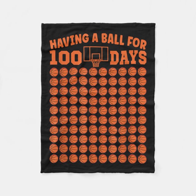 100 Days Of School Basketball 100th Day For Boys  Fleece Blanket (Front)