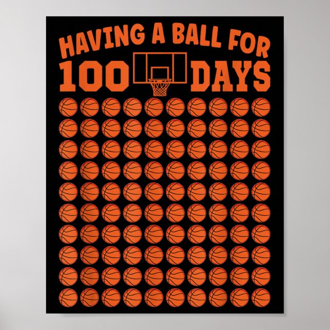 100 Days Of School Basketball 100th Day For Boys  Poster (Front)