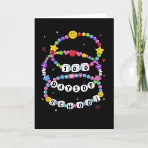 100 Days of School Beaded Necklace Cute Colorful Card