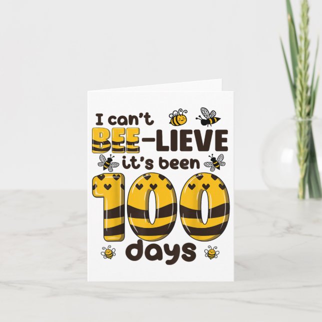 100 Days Of School Bee 100th Day Of School Kids Card (Front)
