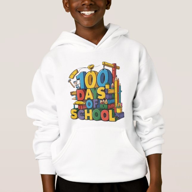 100 Days of School Blast Off! Kids Space Adventure Hoodie (Front)