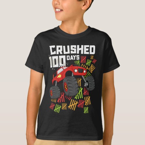 100 Days Of School Boy Monster Truck 100th  T_Shirt