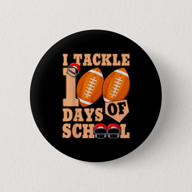 100 Days Of School Boys 100th Day Of School Footba Button (Front)