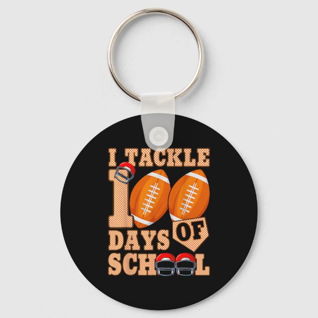100 Days Of School Boys 100th Day Of School Footba Keychain (Front)