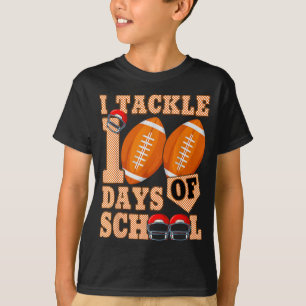 100 Days Of School Boys 100th Day Of School Footba T-Shirt
