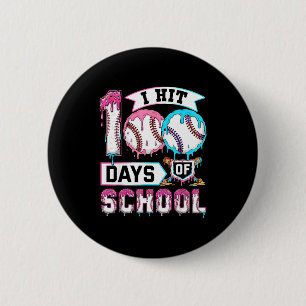 100 Days Of School Boys Baseball Drip 100th Day Ki Button