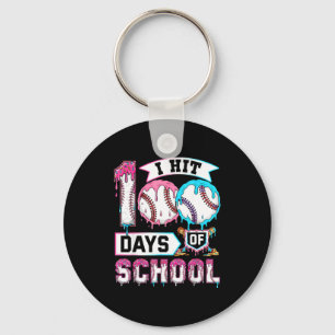 100 Days Of School Boys Baseball Drip 100th Day Ki Keychain