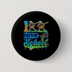 100 Days Of School Boys Basketball Drip 100th Day Button