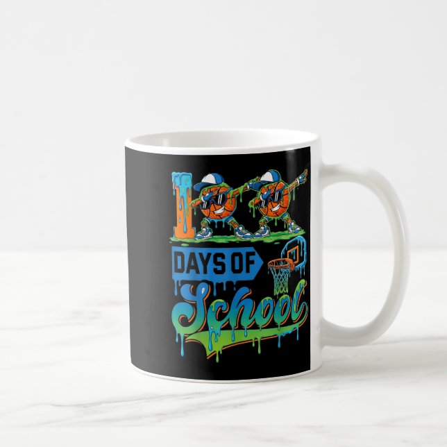 100 Days Of School Boys Basketball Drip 100th Day  Coffee Mug (Right)