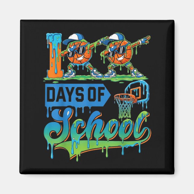 100 Days Of School Boys Basketball Drip 100th Day  Magnet (Front)