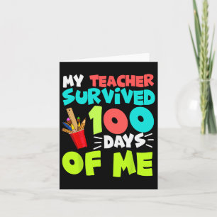 100 Days Of School Boys Girls Kids Teacher Gift Fu Card